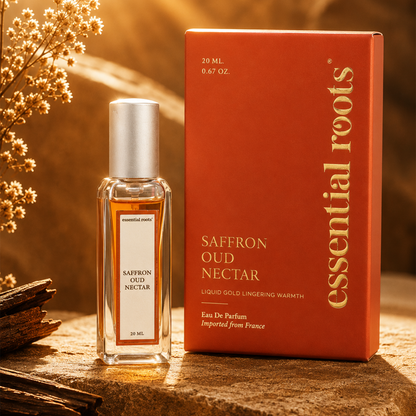 Saffron Oud Eau de Parfum – Luxury Oud Perfume for Men & Women | Long Lasting | 20% Concentration | Essential Roots