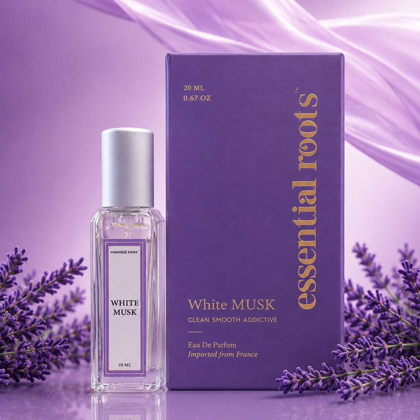 White Musk Eau de Parfum – Soft Musk Perfume for Women | Long Lasting | 20% Concentration | Essential Roots