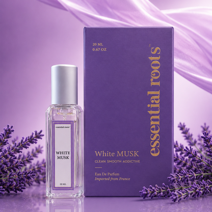 White Musk Eau de Parfum – Soft Musk Perfume for Women | Long Lasting | 20% Concentration | Essential Roots