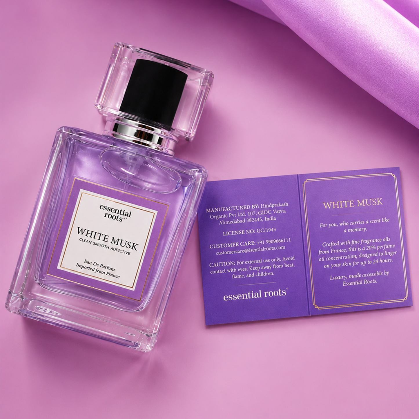 White Musk Eau de Parfum – Soft Musk Perfume for Women | Long Lasting | 20% Concentration | Essential Roots