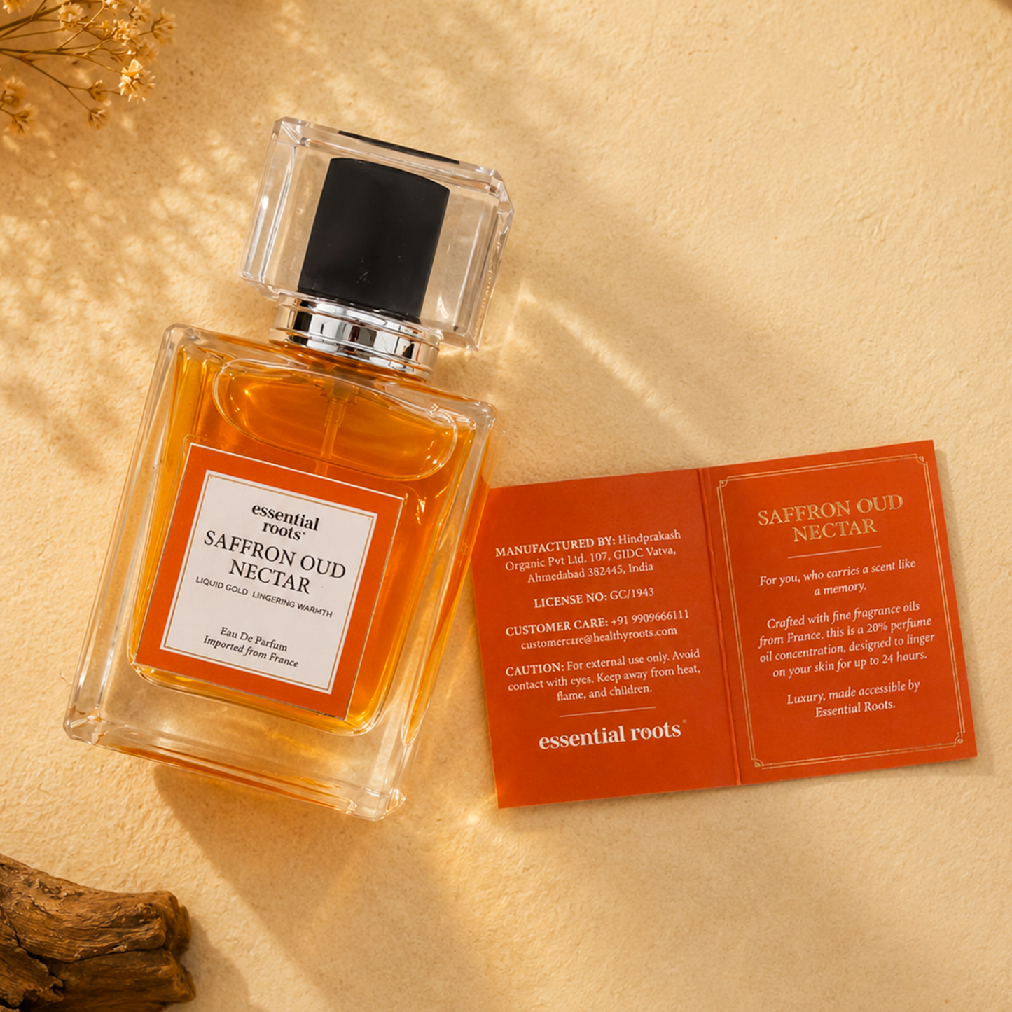 Saffron Oud Eau de Parfum – Luxury Oud Perfume for Men & Women | Long Lasting | 20% Concentration | Essential Roots