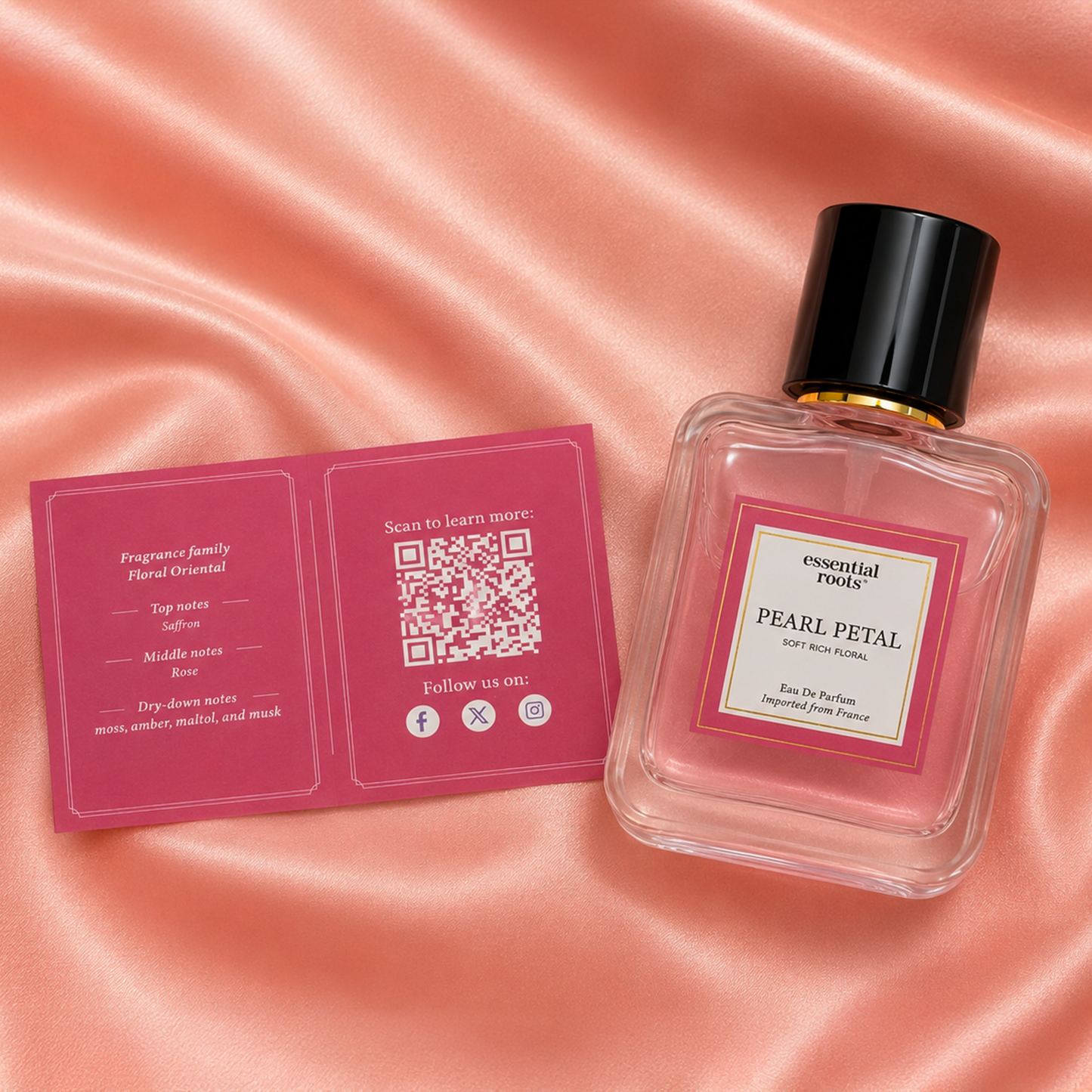 Pearl Petal Eau de Parfum – Soft Floral Rose & Lily Perfume for Women | Long Lasting | 20% Concentration | Essential Roots