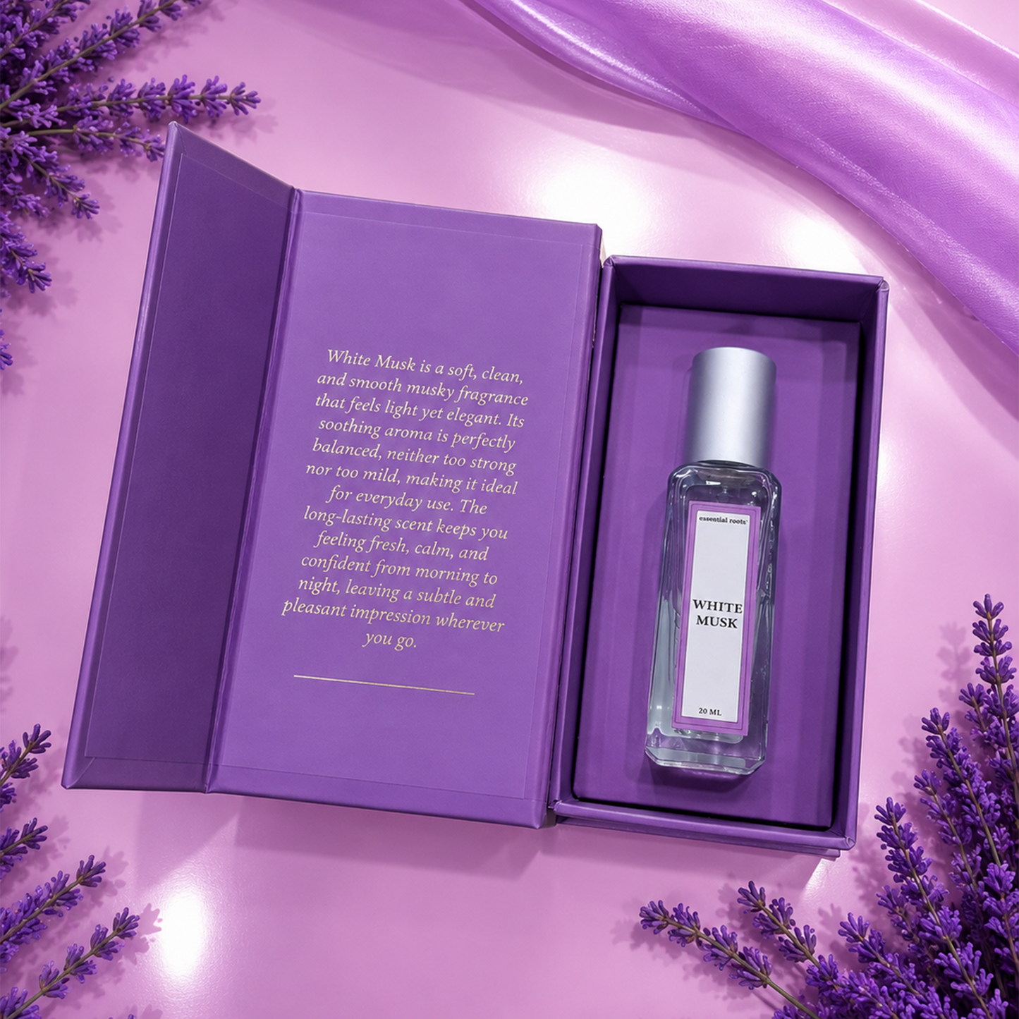 White Musk Eau de Parfum – Soft Musk Perfume for Women | Long Lasting | 20% Concentration | Essential Roots