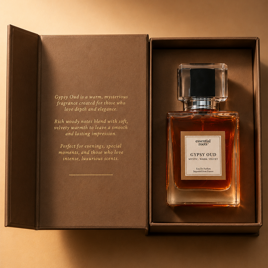 Gypsy Oud Eau de Parfum – Long Lasting Oud & Rose Perfume for Women | 20% Perfume Concentration | Essential Roots